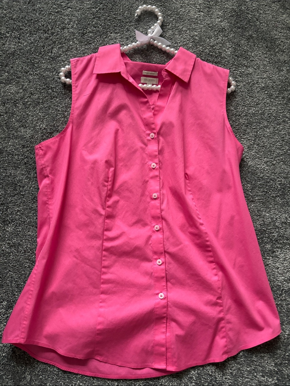 Talbots Hot Pink Sleeveless Button-Front Blouse